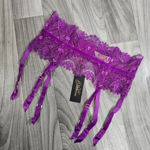 Dita von Teese Lingerie Vedette Violet Suspender Garter Belt Size L/10 ~ NWT
